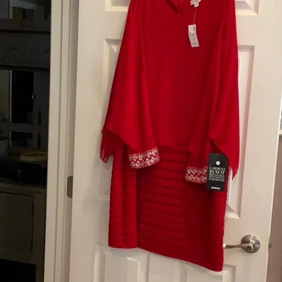 Chaps Red Layered Dress - Picture 3 of 3